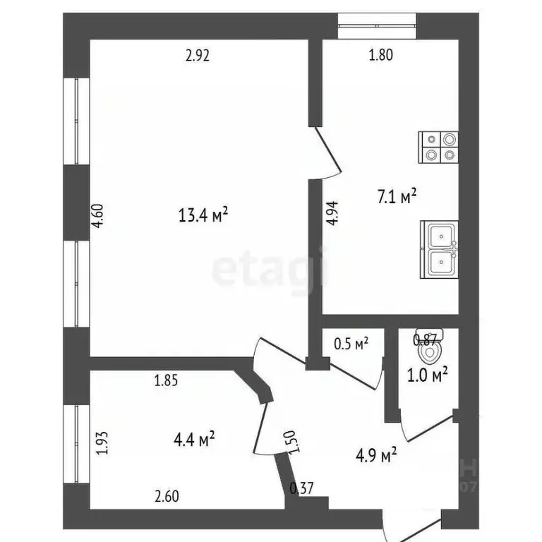 2-к кв. Оренбургская область, Оренбург Луговая ул., 79А (31.0 м) - Фото 1