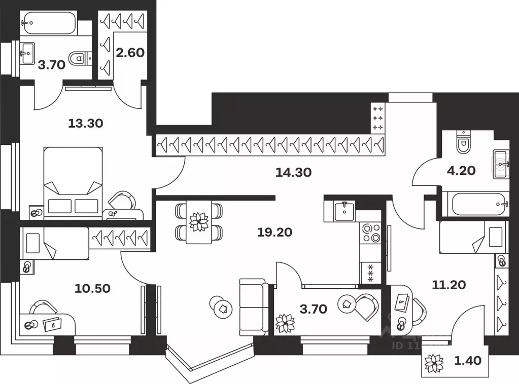 3-к кв. Тульская область, Тула ул. Михеева, 9А (84.1 м) - Фото 1