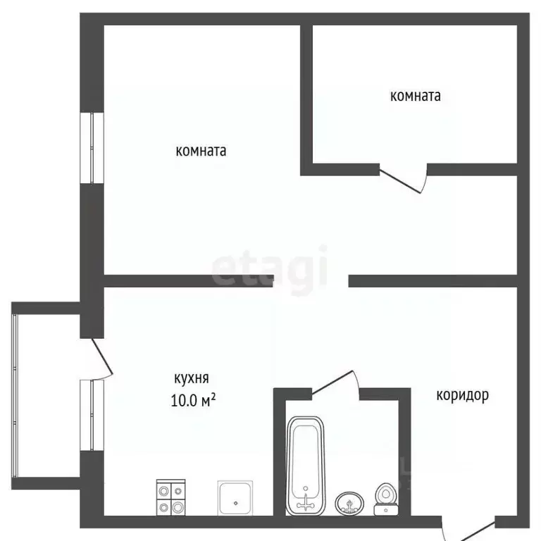 2-к кв. Московская область, Серпухов ул. Форсса, 10 (45.0 м) - Фото 2