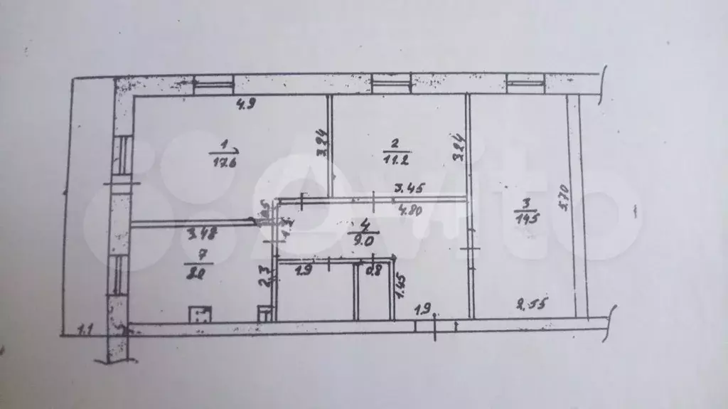 3-к. квартира, 64,1 м, 1/2 эт. - Фото 0