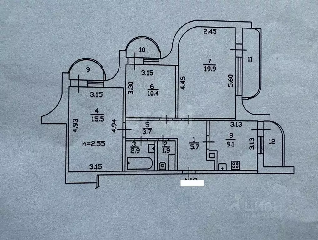 3-к кв. Тульская область, Тула ул. Металлургов, 47Б (69.1 м) - Фото 2