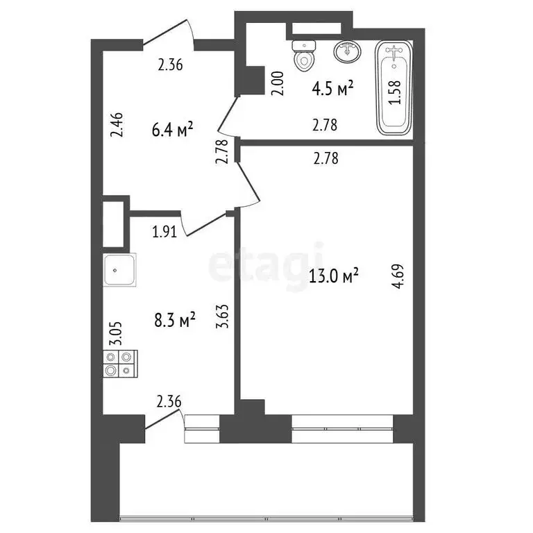 1-комнатная квартира: Якутск, улица Лермонтова, 49 (32.2 м) - Фото 1
