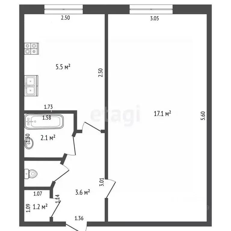 1-к кв. Башкортостан, Стерлитамак Коммунистическая ул., 27 (30.5 м) - Фото 2