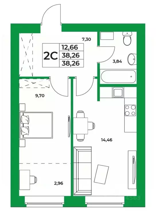 1-к кв. Башкортостан, Уфимский район, Зубовский сельсовет, с. Зубово ... - Фото 1