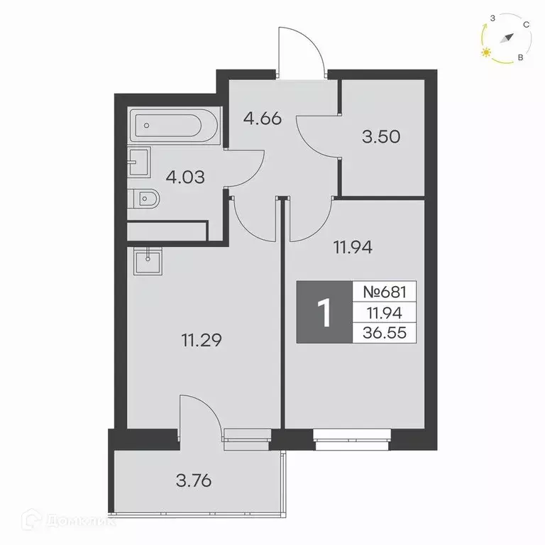 Продаётся 1-к квартира, 36.5 м - Фото 1