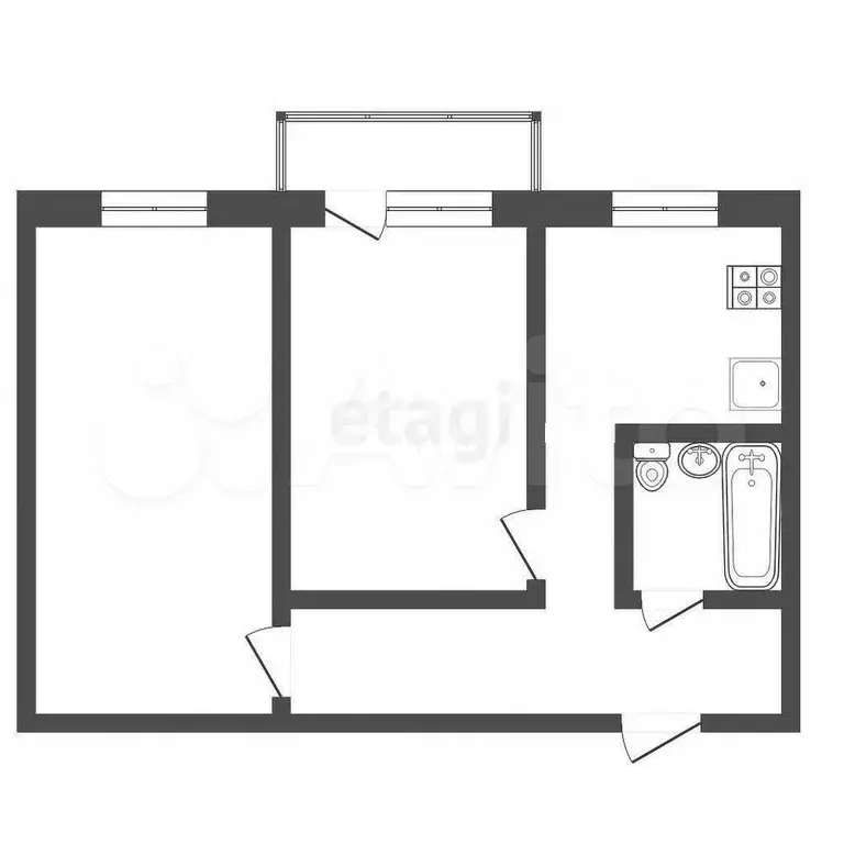 2-к. квартира, 46,7 м, 2/4 эт. - Фото 0