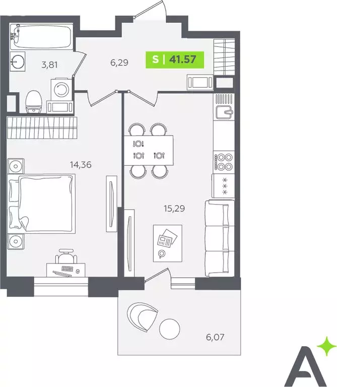 1-комнатная квартира: Кудрово, Солнечная улица, 10к2 (41.57 м) - Фото 0