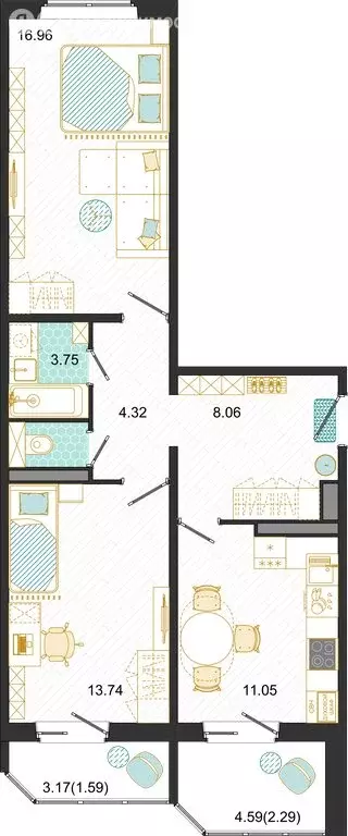 2-комнатная квартира: Домодедово, микрорайон Востряково, Лёдовская ... - Фото 1
