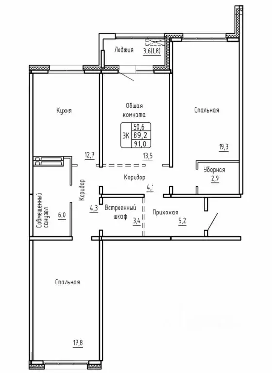 3-к кв. Новосибирская область, Новосибирск  (91.0 м) - Фото 0