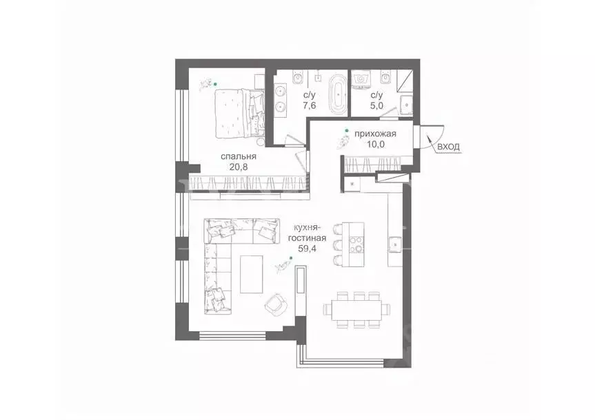 2-к кв. Москва Поклонная ул., 9 (102.8 м) - Фото 2