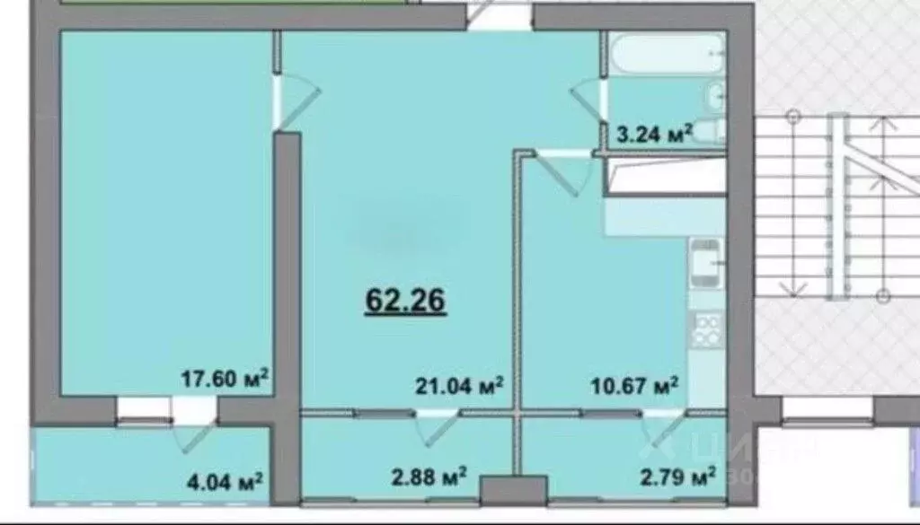 2-к кв. Крым, Симферополь ул. Генерала Родионова, 11А (62.26 м) - Фото 1