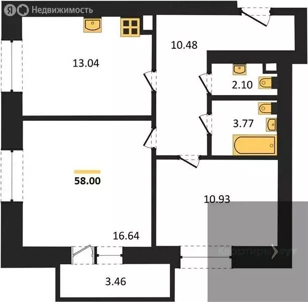 2-комнатная квартира: посёлок Солнечный, Кленовая улица, 3 (58 м) - Фото 0