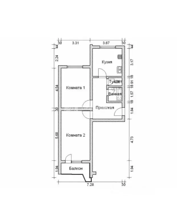 2-к кв. Москва Нахимовский просп., 7К2 (56.0 м) - Фото 2