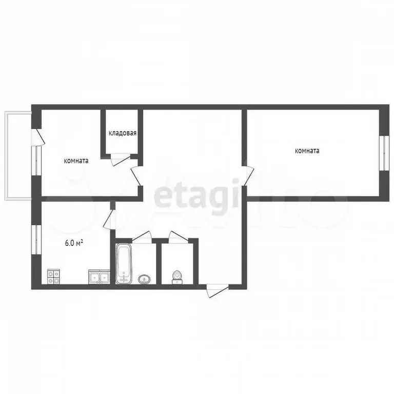 2-к. квартира, 46,1 м, 4/5 эт. - Фото 0