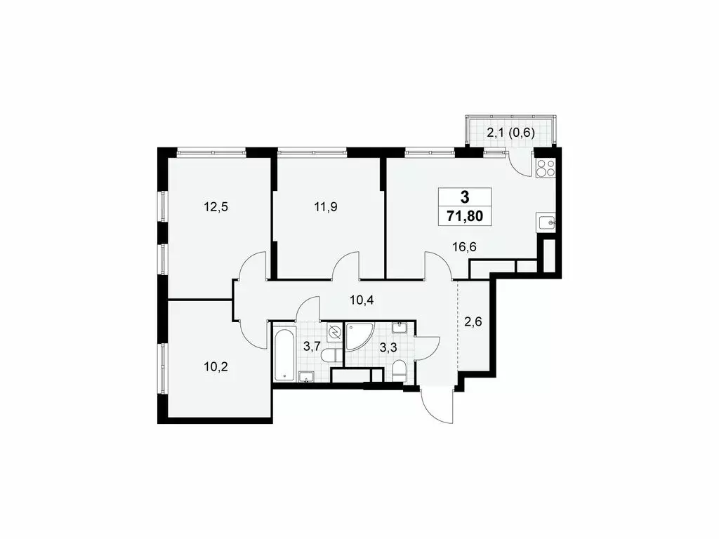3-комнатная квартира: Москва, Бартеневская улица, 18к1 (71.8 м) - Фото 1