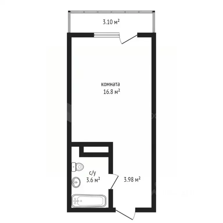 Студия Тюменская область, Тюмень ул. Вице-адмирала Воронцова, 5 (24.4 ... - Фото 2