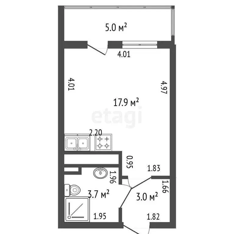 Квартира-студия: Санкт-Петербург, Яхтенная улица, 28 (24.6 м) - Фото 1