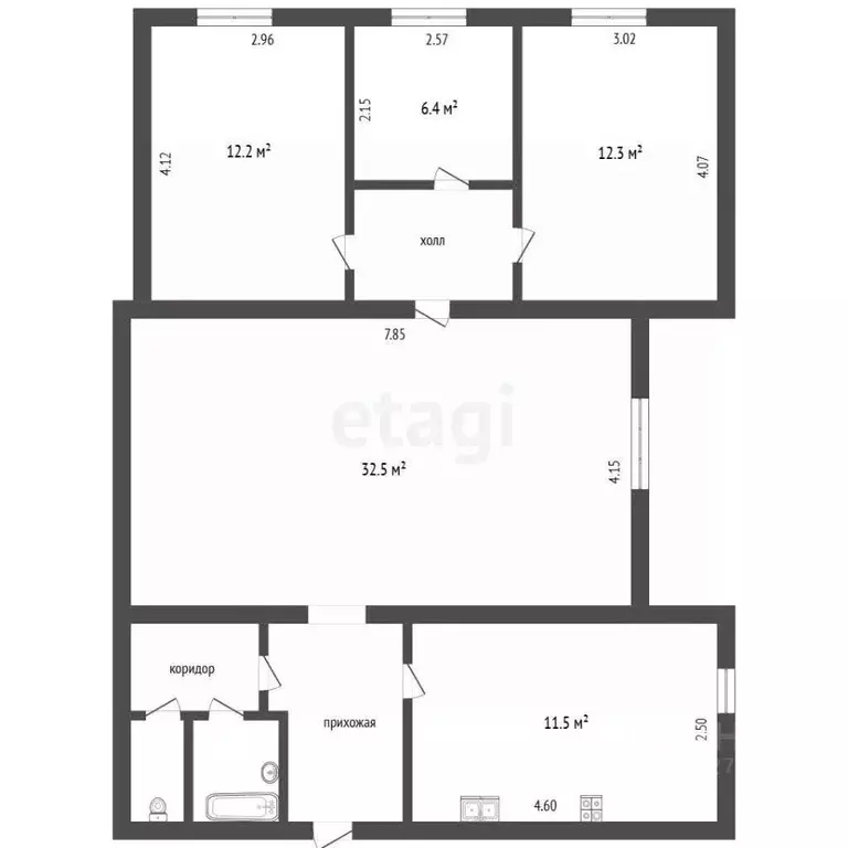 4-к кв. Белгородская область, Белгород ул. Толстого, 50 (91.0 м) - Фото 2