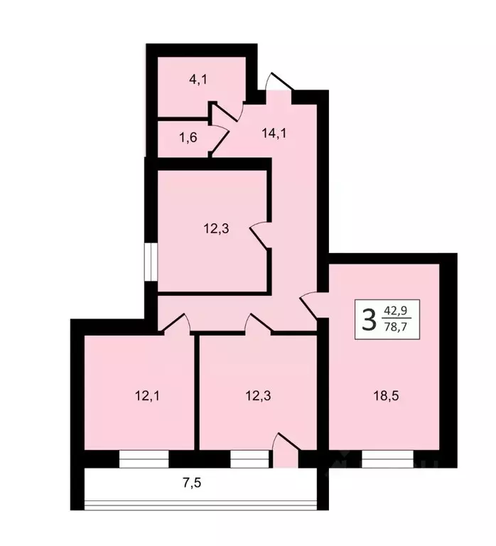 3-к кв. Владимирская область, Владимир ул. Труда, 6 (78.7 м) - Фото 1