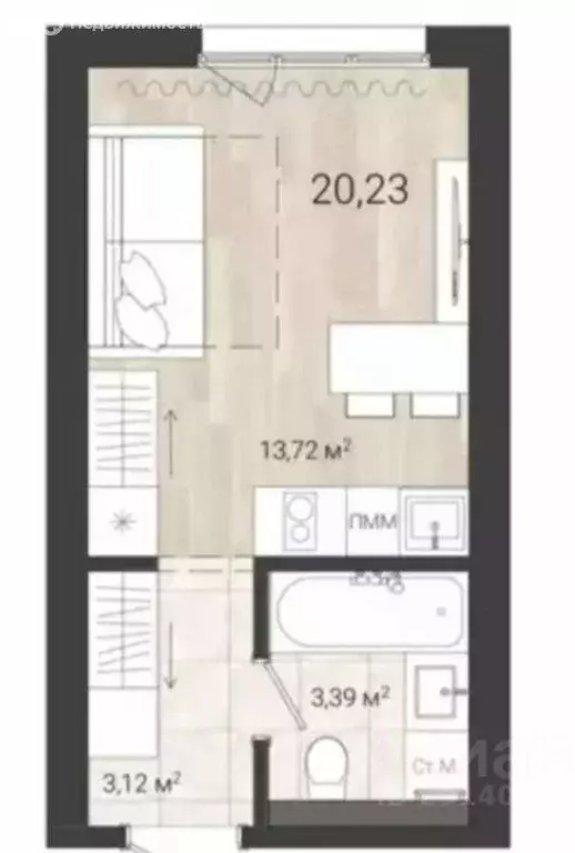 Квартира-студия: Белгород, Донецкая улица, 79Ак2 (20.8 м) - Фото 0