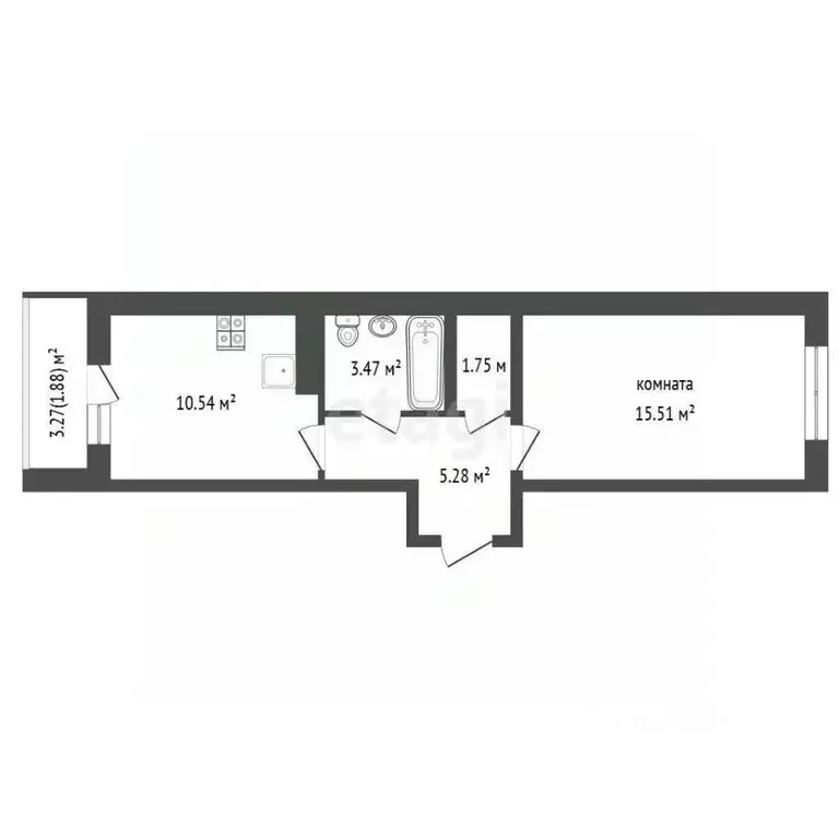 1-к кв. Псковская область, Псков ул. Юности, 22 (36.4 м) - Фото 2