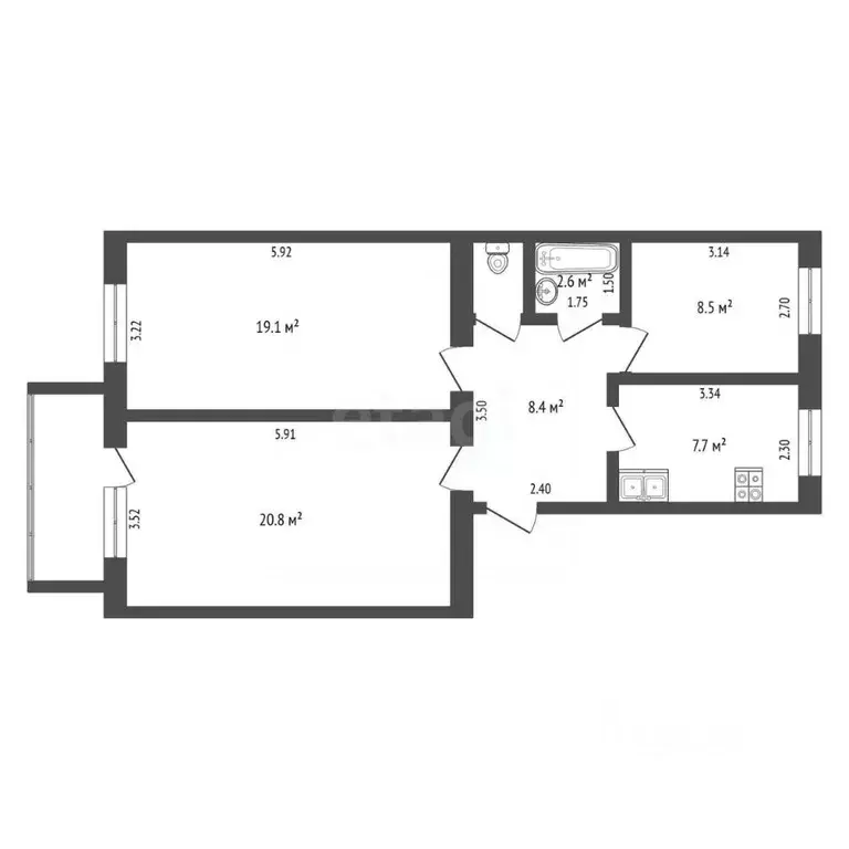 3-к кв. Тюменская область, Тюменский муниципальный округ, Боровский рп ... - Фото 1