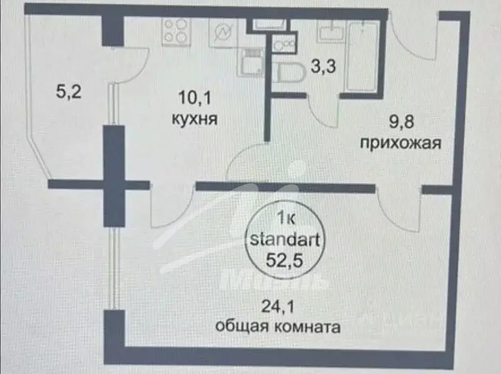 1-к кв. Московская область, Солнечногорск городской округ, Голубое пгт ... - Фото 2