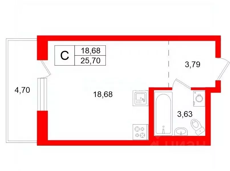 Студия Ленинградская область, Всеволожский район, пос. Бугры ул. ... - Фото 2