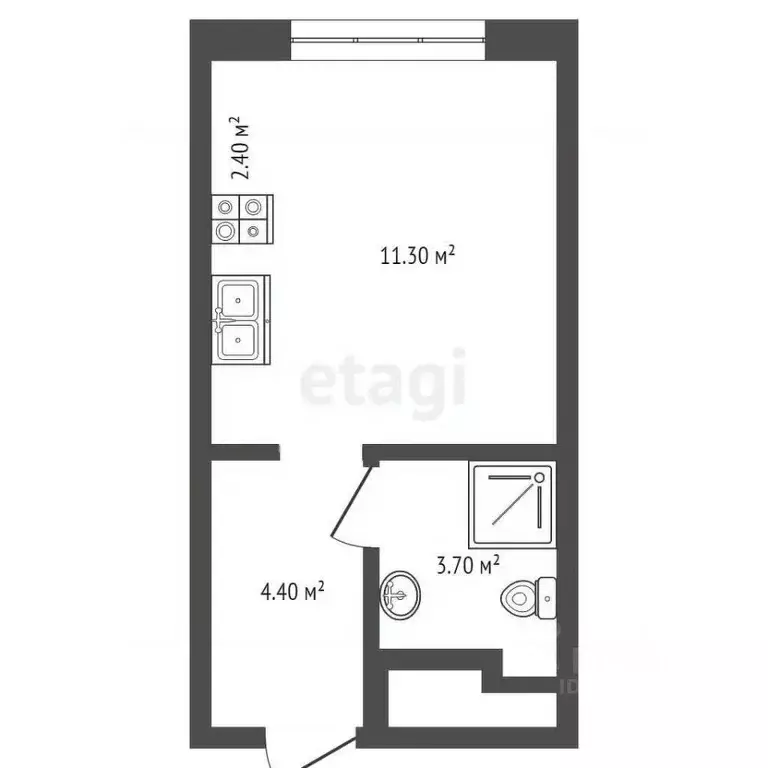 Студия Тюменская область, Тюмень ул. Республики, 204к15 (22.0 м) - Фото 2