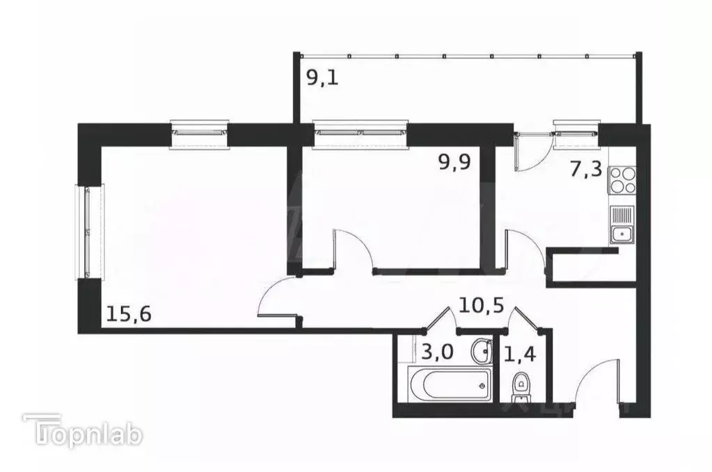 2-к кв. Пензенская область, Пенза ул. Антонова, 5Д (56.8 м) - Фото 2