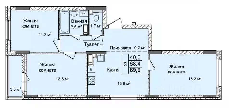 3-к кв. Нижегородская область, Нижний Новгород Кооперативный поселок ... - Фото 0