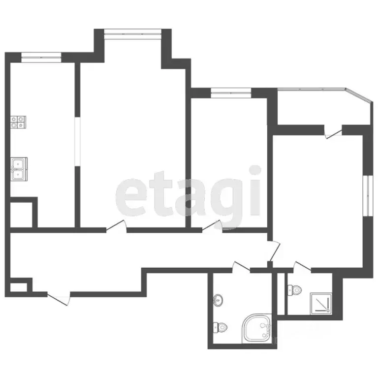 3-к кв. Тюменская область, Тюмень ул. Максима Горького, 68к2 (102.0 м) - Фото 1