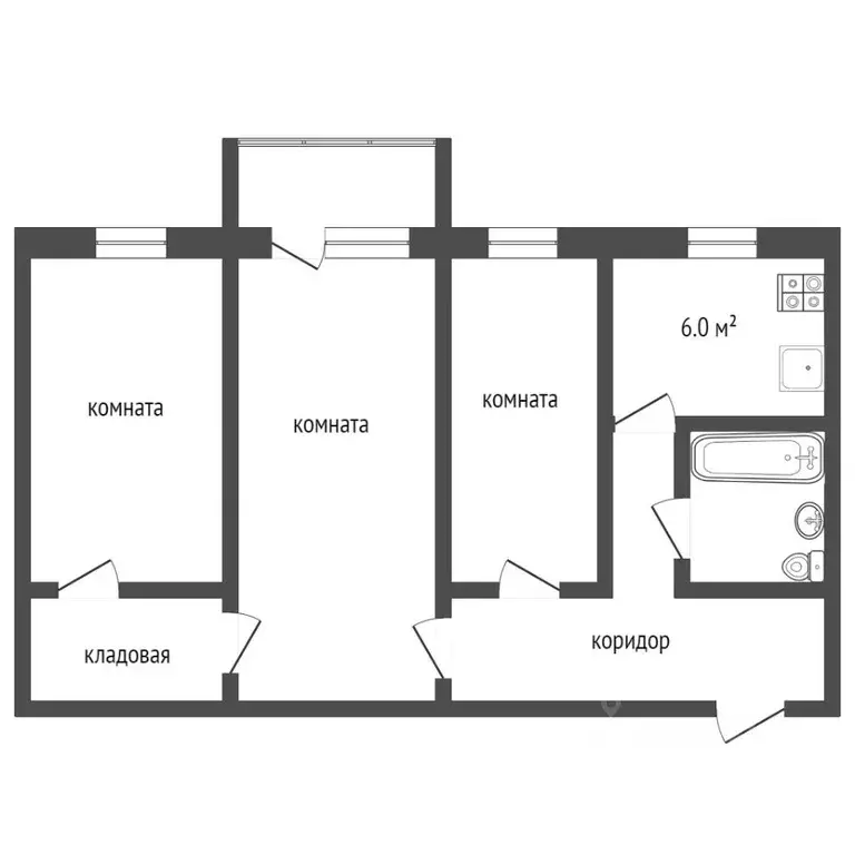 3-к кв. Самарская область, Тольятти Ярославская ул., 45 (55.6 м) - Фото 1