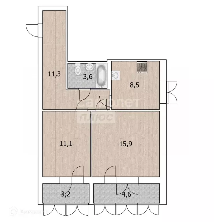 Продаётся 2-к квартира, 54.65 м - Фото 0
