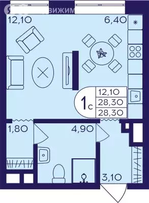 Квартира-студия: Балашиха, микрорайон Железнодорожный, улица ... - Фото 1