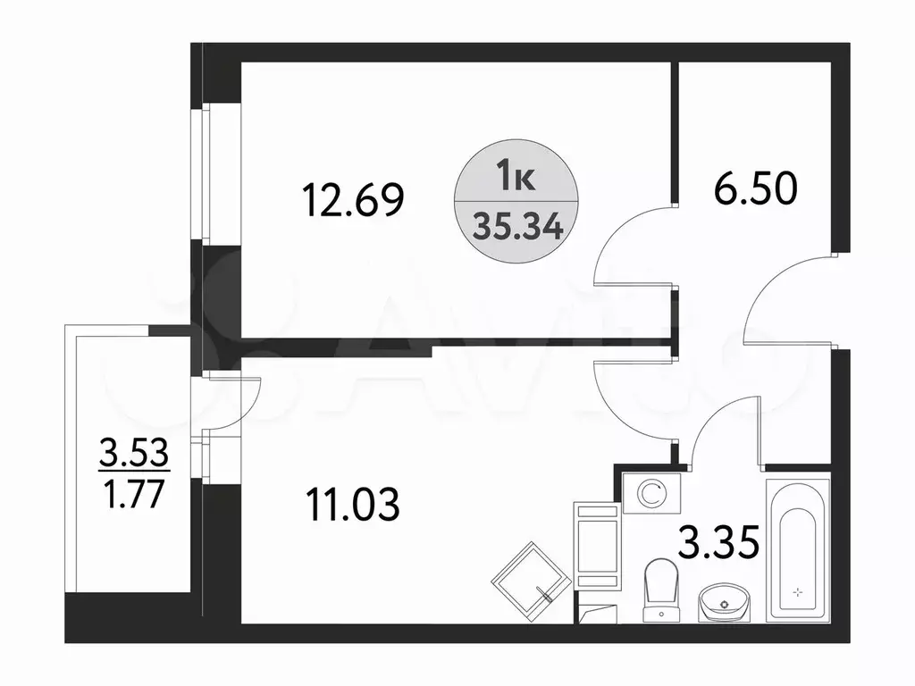 1-к. квартира, 35,3 м, 17/17 эт. - Фото 0