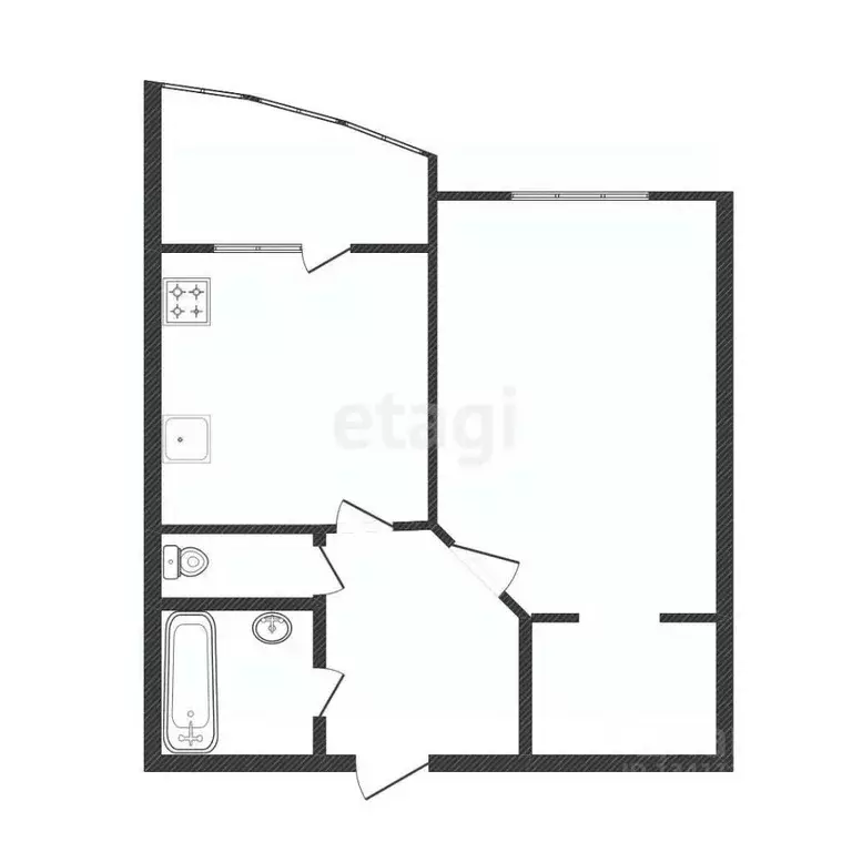 1-к кв. Белгородская область, Белгород ул. Макаренко, 34 (43.0 м) - Фото 2