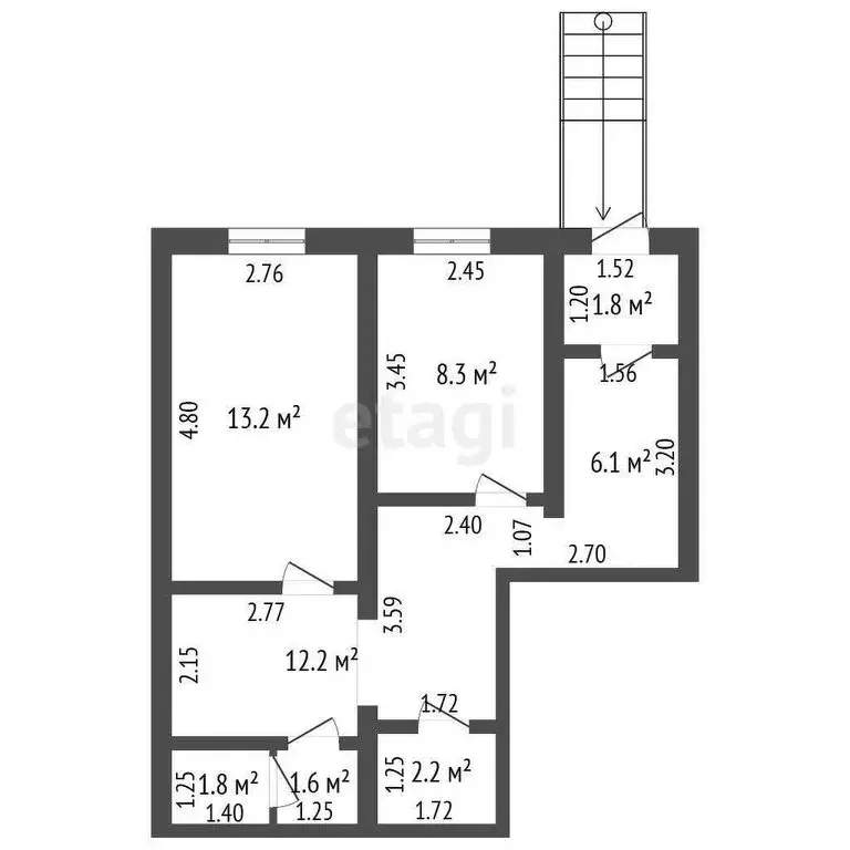 3-комнатная квартира: Якутск, улица Можайского, 17/8 (47.2 м) - Фото 1