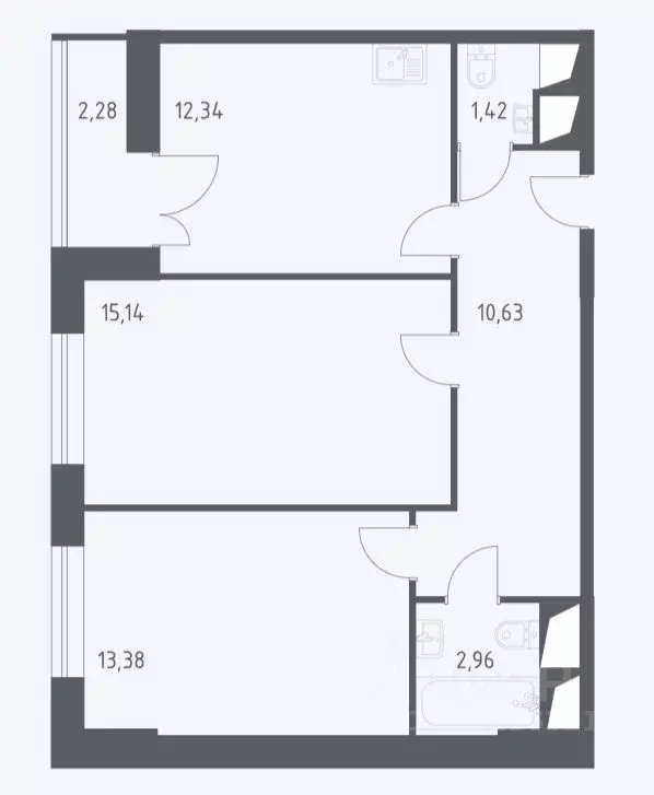2-к кв. Московская область, Красногорск ул. Тенистых Аллей, 3к2 (55.9 ... - Фото 2