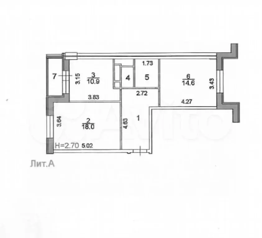 2-к. квартира, 58,9 м, 6/10 эт. - Фото 0