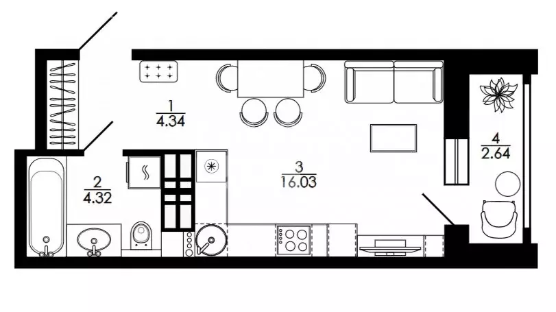 1-комнатная квартира: Липецк, проспект Победы, 99 (27.41 м) - Фото 1