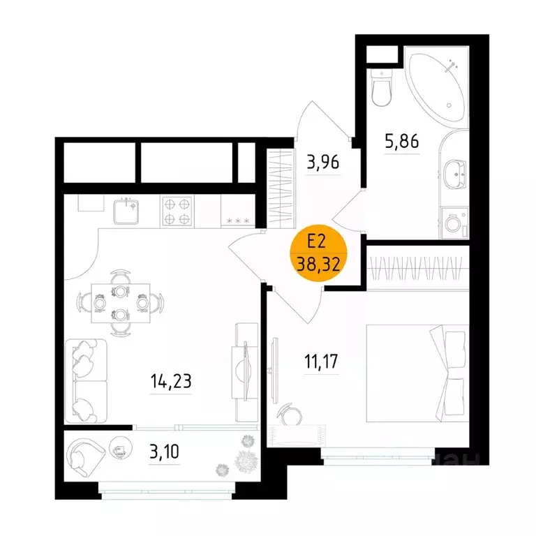1-к кв. Рязанская область, Рязань ул. Земнухова (38.32 м) - Фото 1