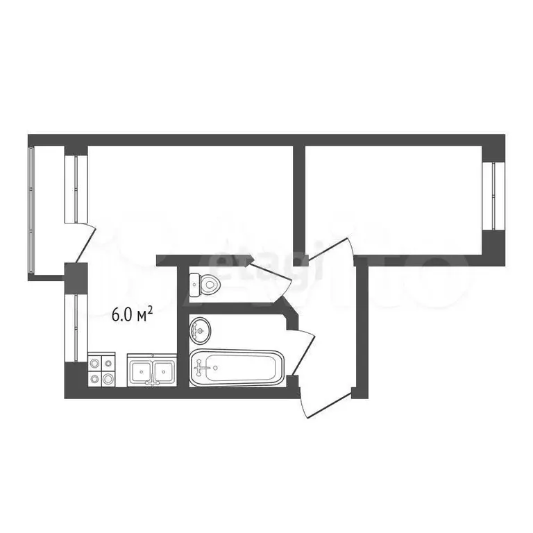 2-к. квартира, 45,8 м, 5/5 эт. - Фото 0