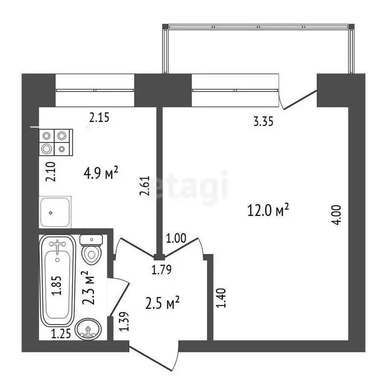 1-комнатная квартира: Мирный, улица Солдатова, 12/1 (21.7 м) - Фото 0