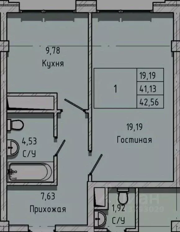 1-к кв. Кабардино-Балкария, Нальчик Московская ул., 14 (42.56 м) - Фото 0