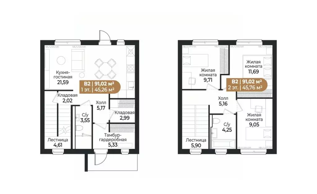 Таунхаус в Ленинградская область, Всеволожск ш. Южное (91 м) - Фото 1