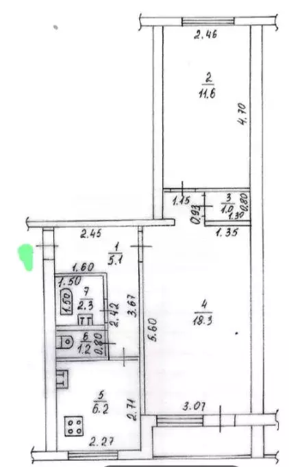 2-к кв. Татарстан, Нижнекамск Спортивная ул., 5А (45.7 м) - Фото 2