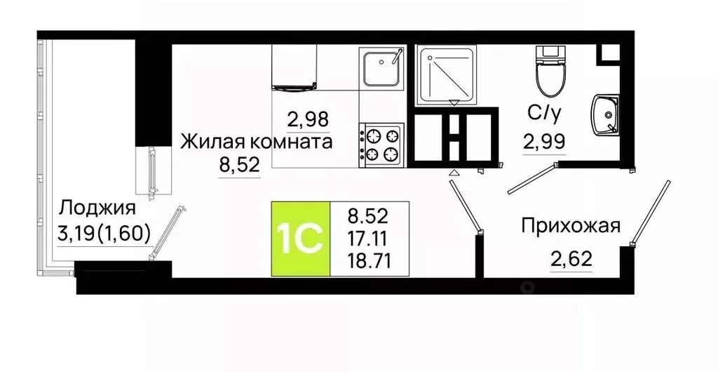 Студия Ростовская область, Ростов-на-Дону Нефтекачка кв-л, Октябрь ... - Фото 0