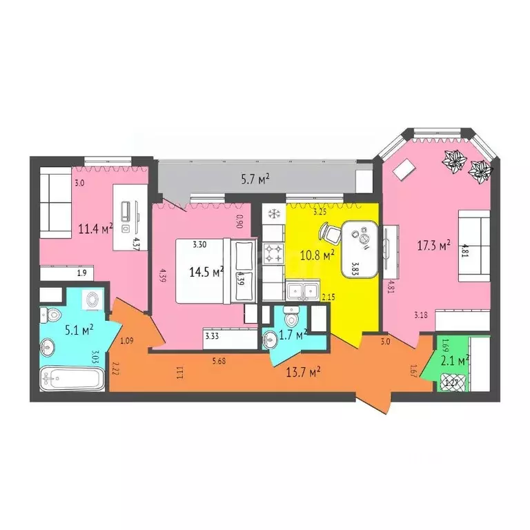 3-к кв. Санкт-Петербург пос. Парголово, ул. Валерия Гаврилина, 3к1 ... - Фото 1