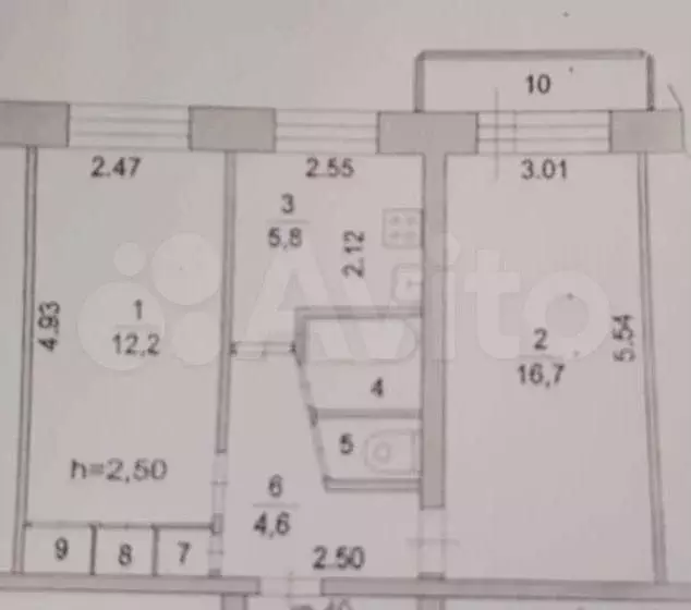 2-к. квартира, 44,3 м, 3/5 эт. - Фото 0